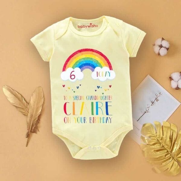 Baby First Birthday Celebrations Romper Clothes Baby Newborn Bodysuits Outfit Envelop Neck Half Sleeve Unisex Onesies "To A Special Granddaughter" - Image 4