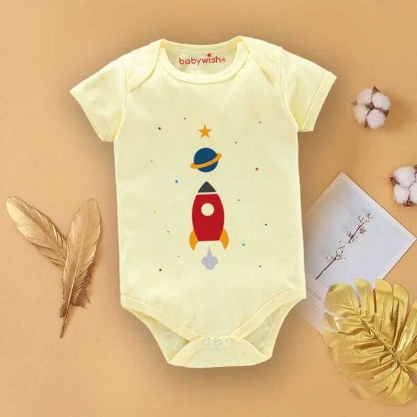 Baby First Birthday Celebrations Romper Clothes Baby Newborn Bodysuits Outfit Envelop Neck Half Sleeve Unisex Onesies "Universe Print" - Image 4