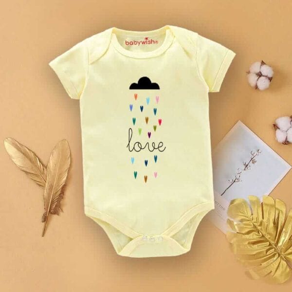 Baby First Birthday Celebrations Romper Clothes Baby Newborn Bodysuits Outfit Envelop Neck Half Sleeve Unisex Onesies "Lovely Cloud Print" - Image 4