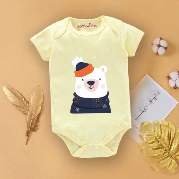Baby First Birthday Celebrations Romper Clothes Baby Newborn Bodysuits Outfit Envelop Neck Half Sleeve Unisex Onesies "White Panda Print"