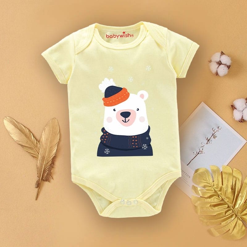 Baby First Birthday Celebrations Romper Clothes Baby Newborn Bodysuits Outfit Envelop Neck Half Sleeve Unisex Onesies "White Panda Print"