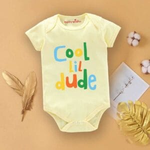 Baby First Birthday Celebrations Romper Clothes Baby Newborn Bodysuits Outfit Envelop Neck Half Sleeve Unisex Onesies "Cool Lil Dude"