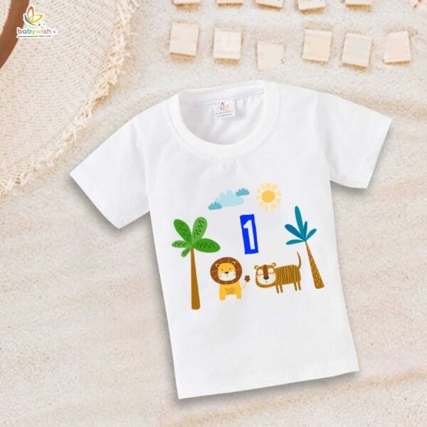 One Year Birthday Unisex T-Shirt Half Sleeve Round Neck Topwear tee for kids - Image 2