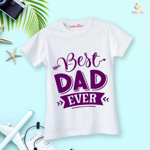 Fathers Day Special Combo White T-Shirts and Romper Sets for Father and baby Combo Pack of 2 | Best Dad Ever| - Image 2