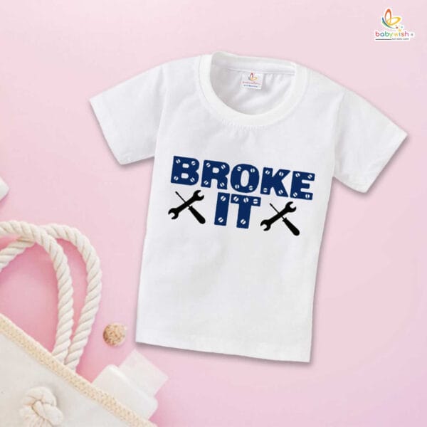 Fathers Day Special Combo White T-Shirts Sets for Father and KId Combo Pack of 2 | BROKE IT FIXED IT| - Image 3