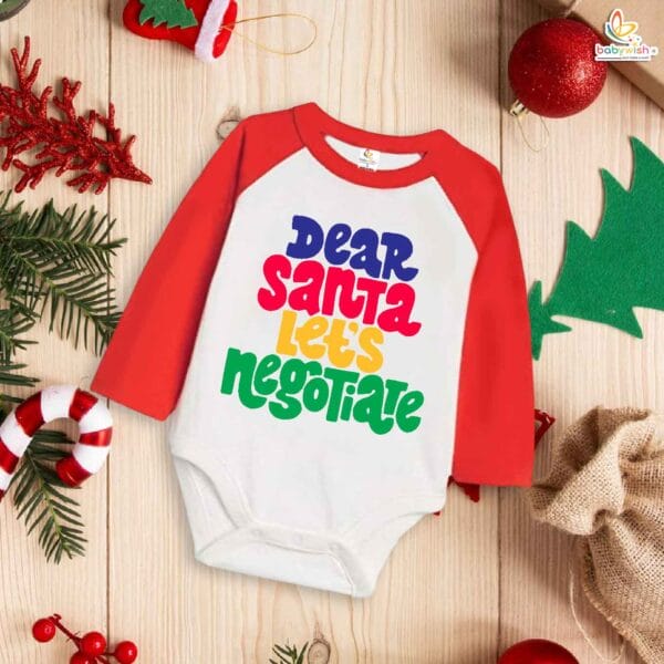 Babywish Christmas Romper Clothes My First Merry Bodysuit Romper Dear Santa Lets Nagotiate - Image 2
