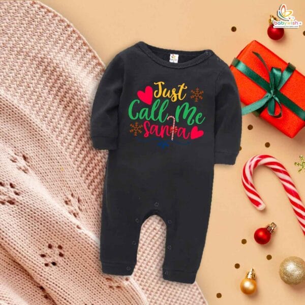 Babywish Christmas Full Body Romper Clothes My First Merry Bodysuit Just Call  Me Santa - Image 2