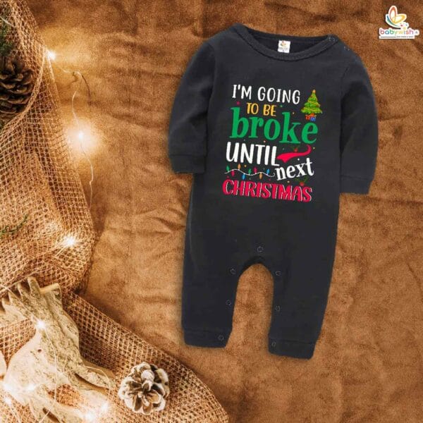 Babywish Christmas Full Body Romper Clothes My First Merry Bodysuit I am going to broke until next christmas - Image 2