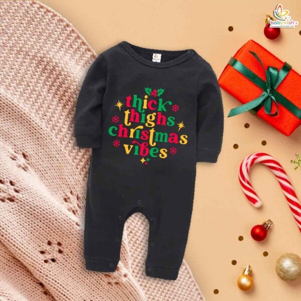 Babywish Christmas Full Body Romper Clothes My First Merry Bodysuit Thick thighs Christmas vibes - Image 2