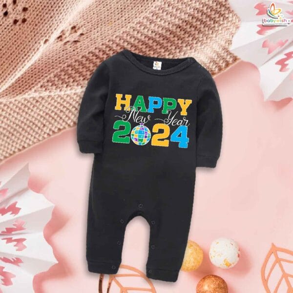 My First New Year Romper | Happy New Year 2024 Full Body Bodysuit for Baby Boys & Girls | Festive Baby Outfit – Babywish - Image 2