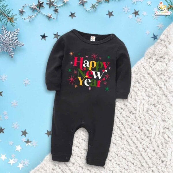 My First New Year Romper | Happy New Year Full Body Bodysuit for Baby Boys & Girls | Festive Holiday Outfit – Babywish - Image 2