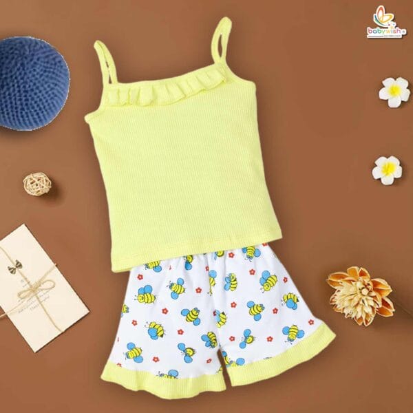 Babywish Baby Girl Cotton Frock Newborn Girl Knee Length Sleeveless Dress BeeTheme Printed
