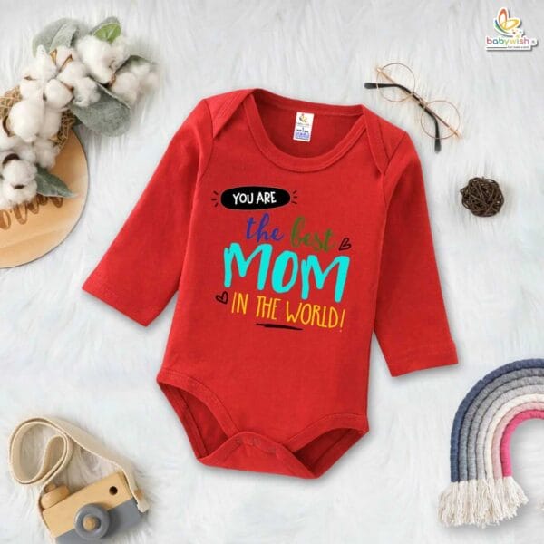 My First Mother’s Day Baby Romper – Full Sleeve “The Best Mom’s Day” Bodysuit for Newborn Infant Girl or Boy – Adorable First Mother’s Day Gift Outfit – Babywish - Image 4