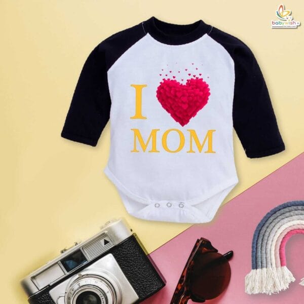 My First Mother’s Day Baby Romper – Full Sleeve “Mom’s Heart Loves Me” Bodysuit for Newborn Infant Girl or Boy – Cute Mother’s Day Gift Outfit – Babywish - Image 3
