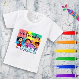 Holi T-shirt for Kids Unisex Holi Topwear Outfit Printed Half Sleeve Tshirt Dress for Boy n Girl "Play Ecofriendly Holi"