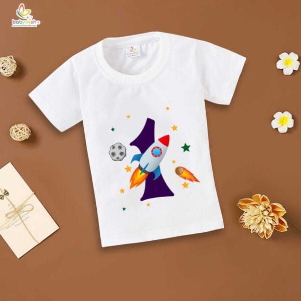 One Year Birthday Unisex T-Shirt Half Sleeve Round Neck Topwear tee for kids - Image 2