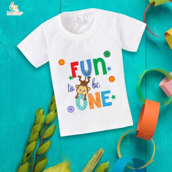 One Year Birthday Unisex T-Shirt Half Sleeve Round Neck Topwear tee for kids - Image 2