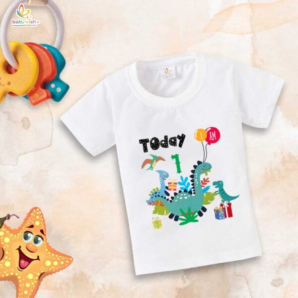 One Year Birthday Unisex T-Shirt Half Sleeve Round Neck Topwear tee for kids - Image 3
