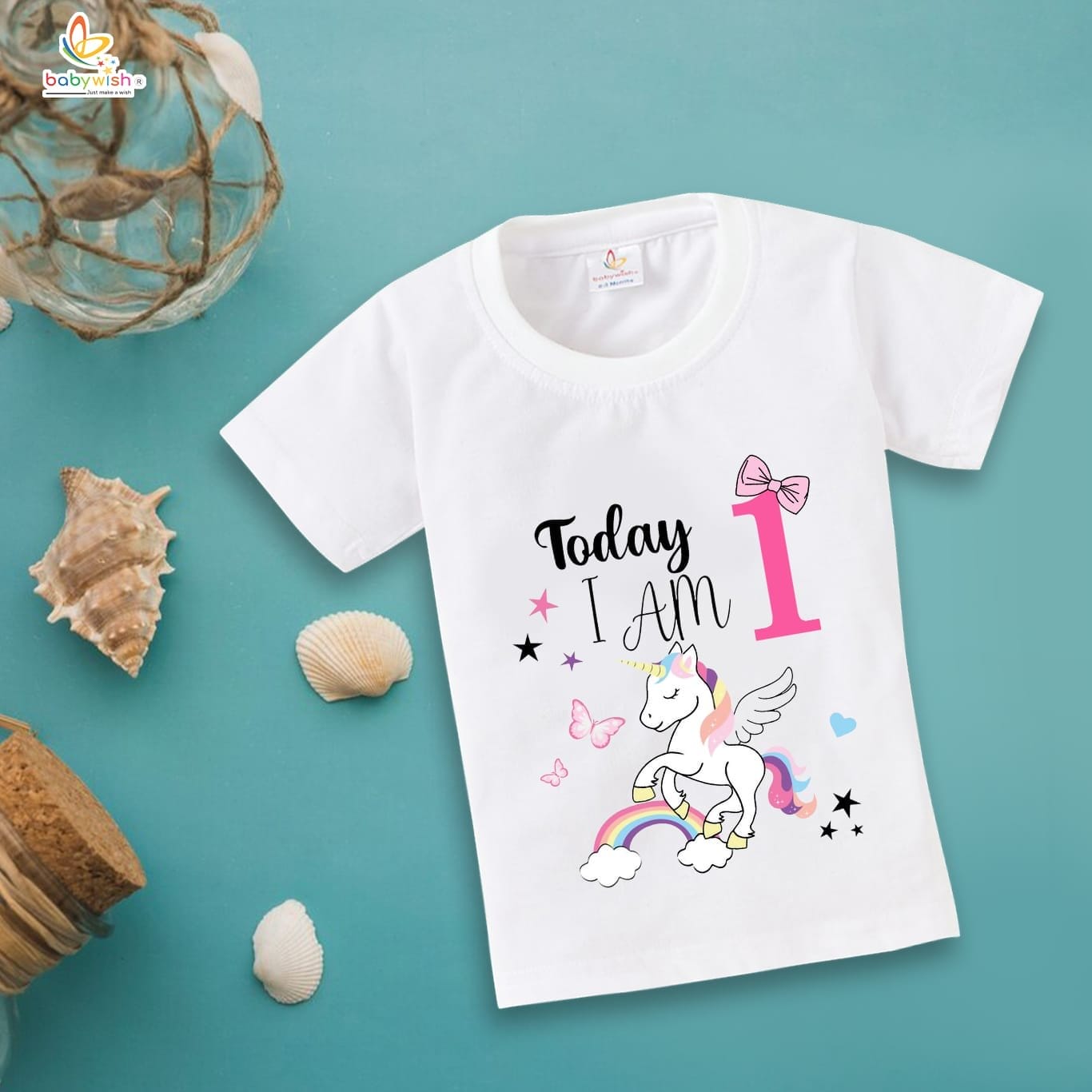 One Year Birthday Unisex T-Shirt Half Sleeve Round Neck Topwear tee for kids
