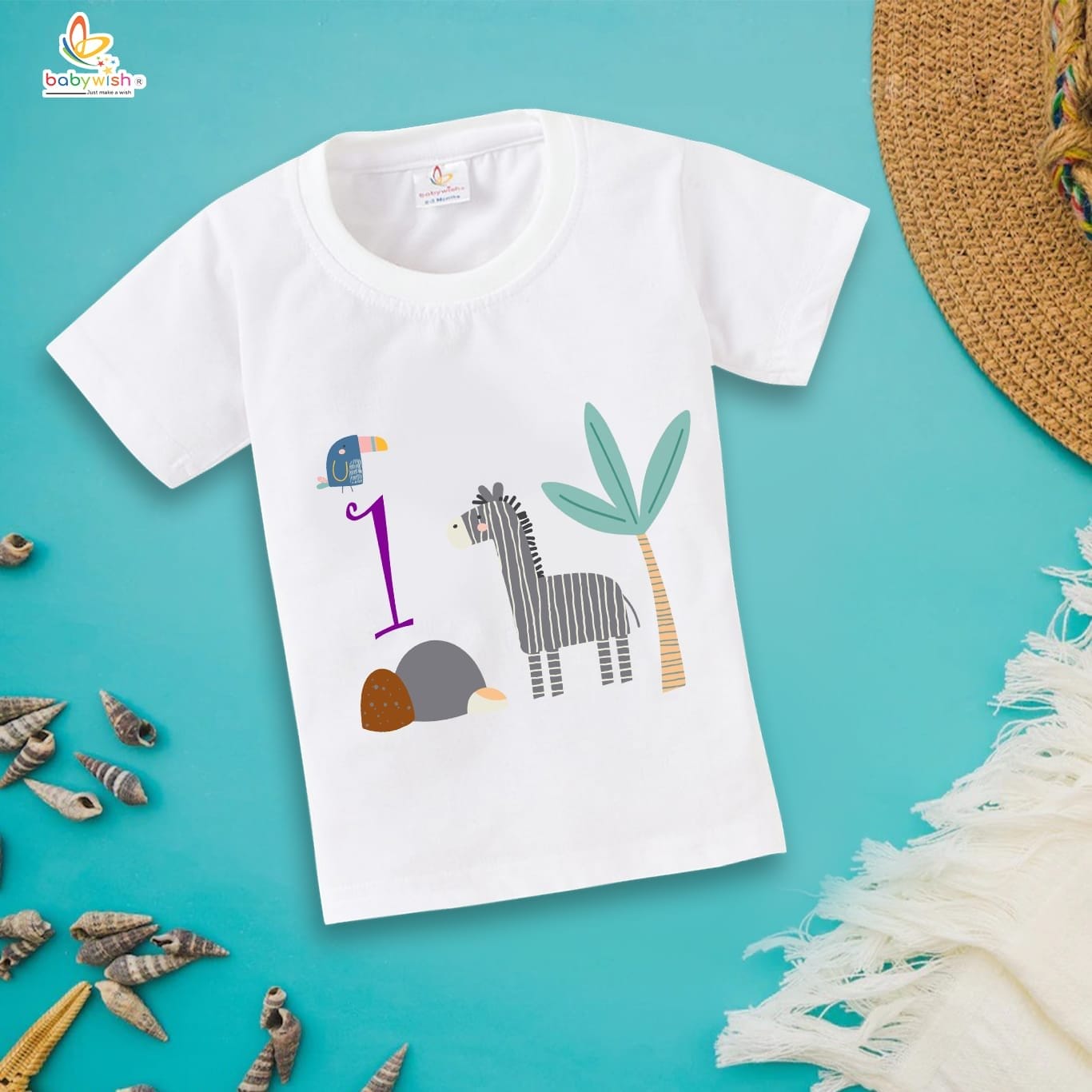 One Year Birthday Unisex T-Shirt Half Sleeve Round Neck Topwear tee for kids