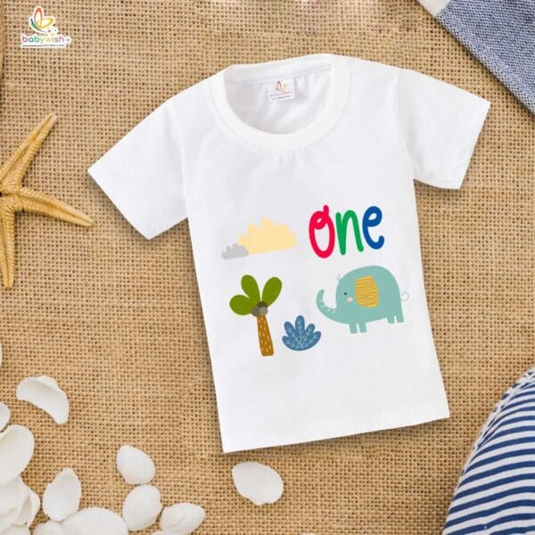 One Year Birthday Unisex T-Shirt Half Sleeve Round Neck Topwear tee for kids - Image 2