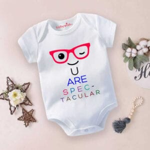 Baby First Birthday Celebrations Romper Clothes Baby Newborn Bodysuits Outfit Envelop Neck Half Sleeve Unisex Onesies "You are Spectacular"