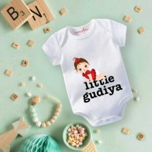 Baby First Birthday Celebrations Romper Clothes Baby Newborn Bodysuits Outfit Envelop Neck Half Sleeve Unisex Onesies "Little Gudiya"