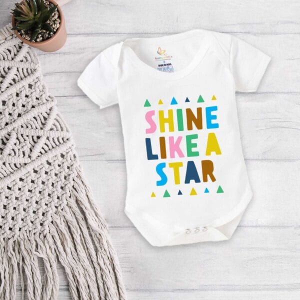 Baby First Birthday Celebrations Romper Clothes Baby Newborn Bodysuits Outfit Envelop Neck Half Sleeve Unisex Onesies "Shine Like A Star" - Image 4