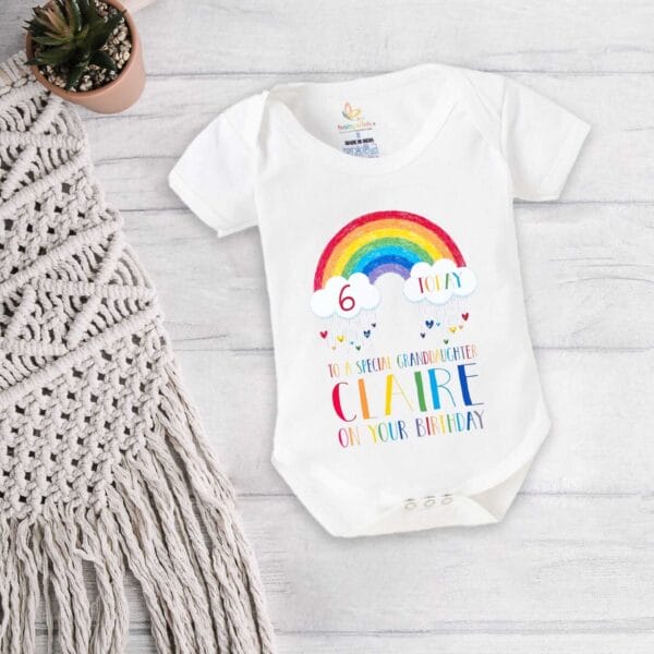 Baby First Birthday Celebrations Romper Clothes Baby Newborn Bodysuits Outfit Envelop Neck Half Sleeve Unisex Onesies "To A Special Granddaughter" - Image 3