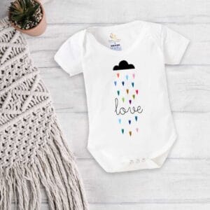 Baby First Birthday Celebrations Romper Clothes Baby Newborn Bodysuits Outfit Envelop Neck Half Sleeve Unisex Onesies "Lovely Cloud Print"