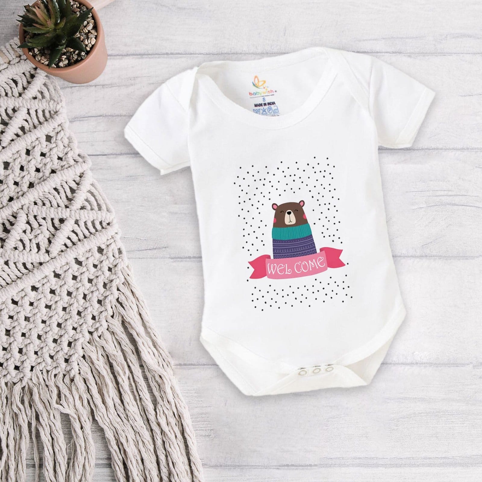 Baby First Birthday Celebrations Romper Clothes Baby Newborn Bodysuits Outfit Envelop Neck Half Sleeve Unisex Onesies "Welcome Beer Print"