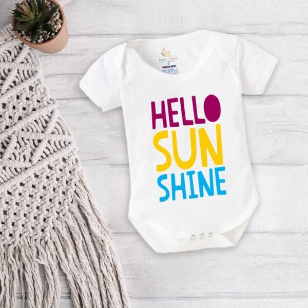 Baby First Birthday Celebrations Romper Clothes Baby Newborn Bodysuits Outfit Envelop Neck Half Sleeve Unisex Onesies "Hello Sun" - Image 4