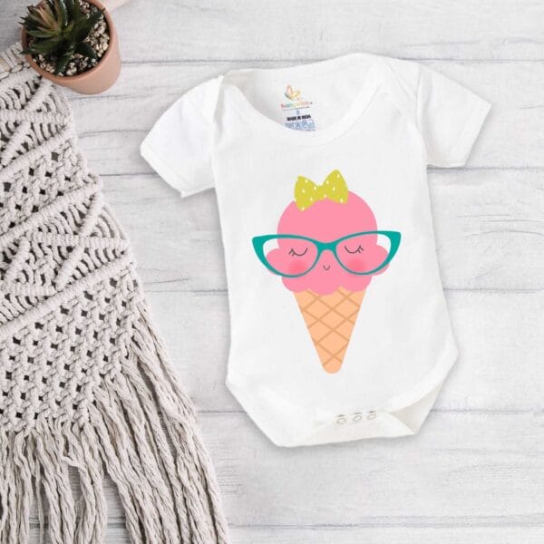 Baby First Birthday Celebrations Romper Clothes Baby Newborn Bodysuits Outfit Envelop Neck Half Sleeve Unisex Onesies "Ice-Cream Print" - Image 4