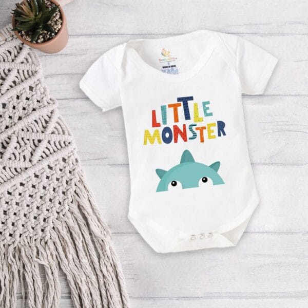 Baby First Birthday Celebrations Romper Clothes Baby Newborn Bodysuits Outfit Envelop Neck Half Sleeve Unisex Onesies "Little Monster Theme" - Image 4