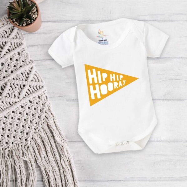 Baby First Birthday Celebrations Romper Clothes Baby Newborn Bodysuits Outfit Envelop Neck Half Sleeve Unisex Onesies "Hip Hip Hooray" - Image 4