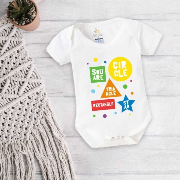 Baby First Birthday Celebrations Romper Clothes Baby Newborn Bodysuits Outfit Envelop Neck Half Sleeve Unisex Onesies "Square,Circle & Star" - Image 4