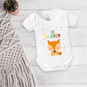 Baby First Birthday Celebrations Romper Clothes Baby Newborn Bodysuits Outfit Envelop Neck Half Sleeve Unisex Onesies "Be Clever Deer Print"