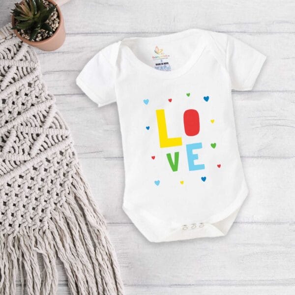 Baby First Birthday Celebrations Romper Clothes Baby Newborn Bodysuits Outfit Envelop Neck Half Sleeve Unisex Onesies "Love Heart Print" - Image 4