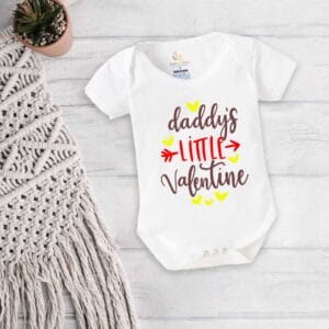 Baby First Valentine Day Romper Clothes Baby valentine Bodysuits Newborn Outfit Envelop Neck Half Sleeve Unisex Onesies"Daddy's Little Valentine"