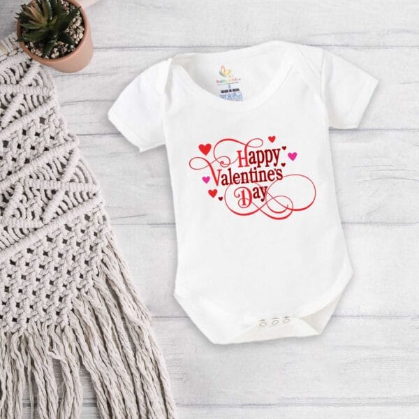 Baby First Valentine Day Romper Clothes Baby valentine Bodysuits Newborn Outfit Envelop Neck Half Sleeve Unisex Onesies"Happy Valentine Day" - Image 5