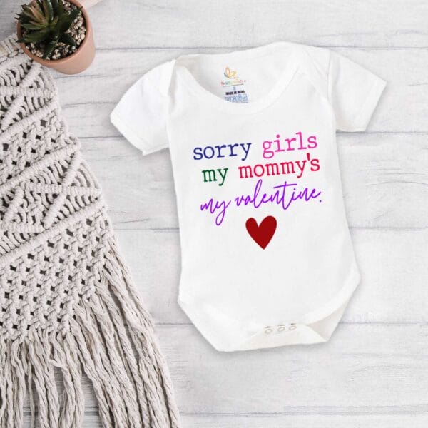 Baby First Valentine Day Romper Clothes Baby valentine Bodysuits Newborn Outfit Envelop Neck Half Sleeve Unisex Onesies"Sorry Girls on Valentine" - Image 5