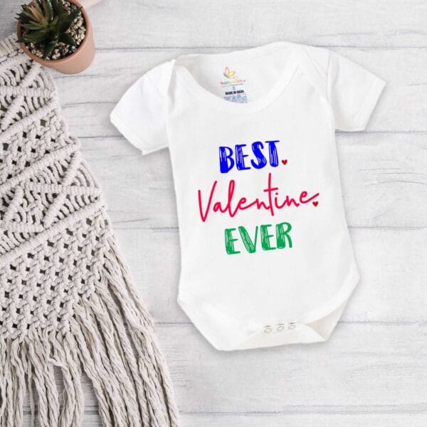 Baby First Valentine Day Romper Clothes Baby valentine Bodysuits Newborn Outfit Envelop Neck Half Sleeve Unisex Onesies"Best Valentine Ever" - Image 5