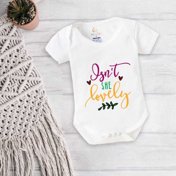 Baby First Valentine Day Romper Clothes Baby valentine Bodysuits Newborn Outfit Envelop Neck Half Sleeve Unisex Onesies"Isn't she lovely" - Image 5