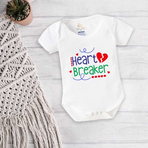 Baby First Valentine Day Romper Clothes Baby valentine Bodysuits Newborn Outfit Envelop Neck Half Sleeve Unisex Onesies"Heart Breaker Print" - Image 5