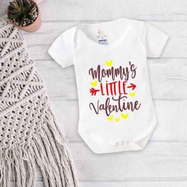 Baby First Valentine Day Romper Clothes Baby valentine Bodysuits Newborn Outfit Envelop Neck Half Sleeve Unisex Onesies"Mummy's Valentine" - Image 5