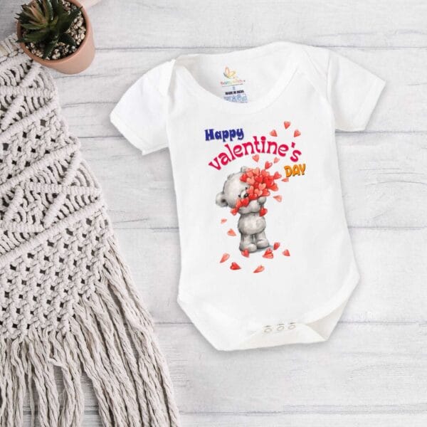 Baby First Valentine Day Romper Clothes Baby valentine Bodysuits Newborn Outfit Envelop Neck Half Sleeve Unisex Onesies"Valentine Day Red Heart" - Image 5