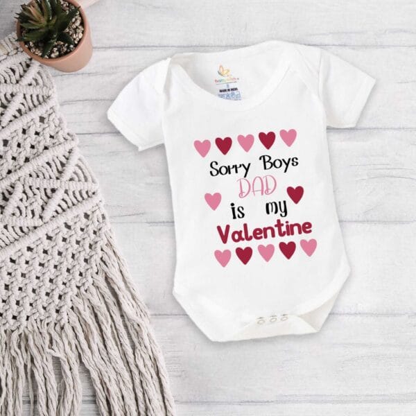 Baby First Valentine Day Romper Clothes Baby valentine Bodysuits Newborn Outfit Envelop Neck Half Sleeve Unisex Onesies"Sorry Boys on Valentine" - Image 5