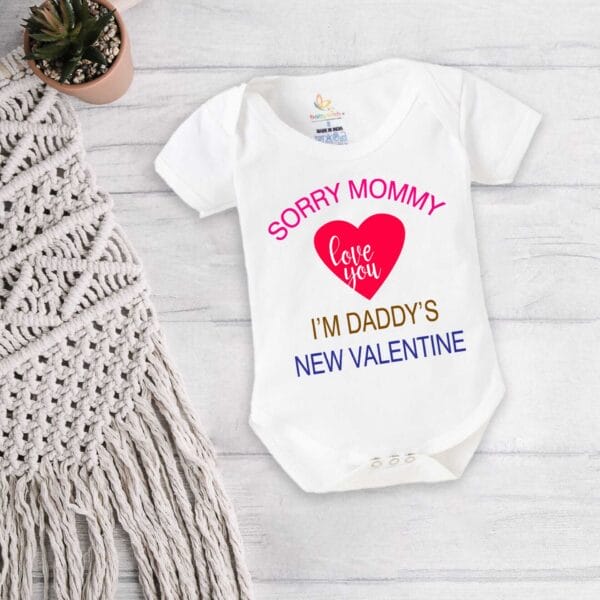 Baby First Valentine Day Romper Clothes Baby valentine Bodysuits Newborn Outfit Envelop Neck Half Sleeve Unisex Onesies"Sorry Mummy I'm Daddy's New Valentine" - Image 5