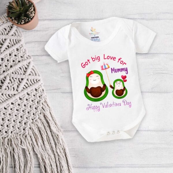 Baby First Valentine Day Romper Clothes Baby valentine Bodysuits Newborn Outfit Envelop Neck Half Sleeve Unisex Onesies"Got Big Love For Mummy" - Image 5