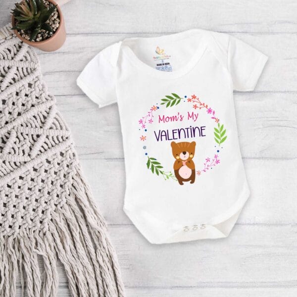 Baby First Valentine Day Romper Clothes Baby valentine Bodysuits Newborn Outfit Envelop Neck Half Sleeve Unisex Onesies"Mom's Valentine" - Image 5